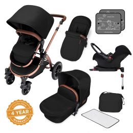 Ickle Bubba Stomp V4 Pram with Galaxy Car Seat Midnight/Bronze