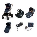 Ickle Bubba Eclipse i-Size Travel System with Mercury Car Seat and Isofix Base Midnight Blue
